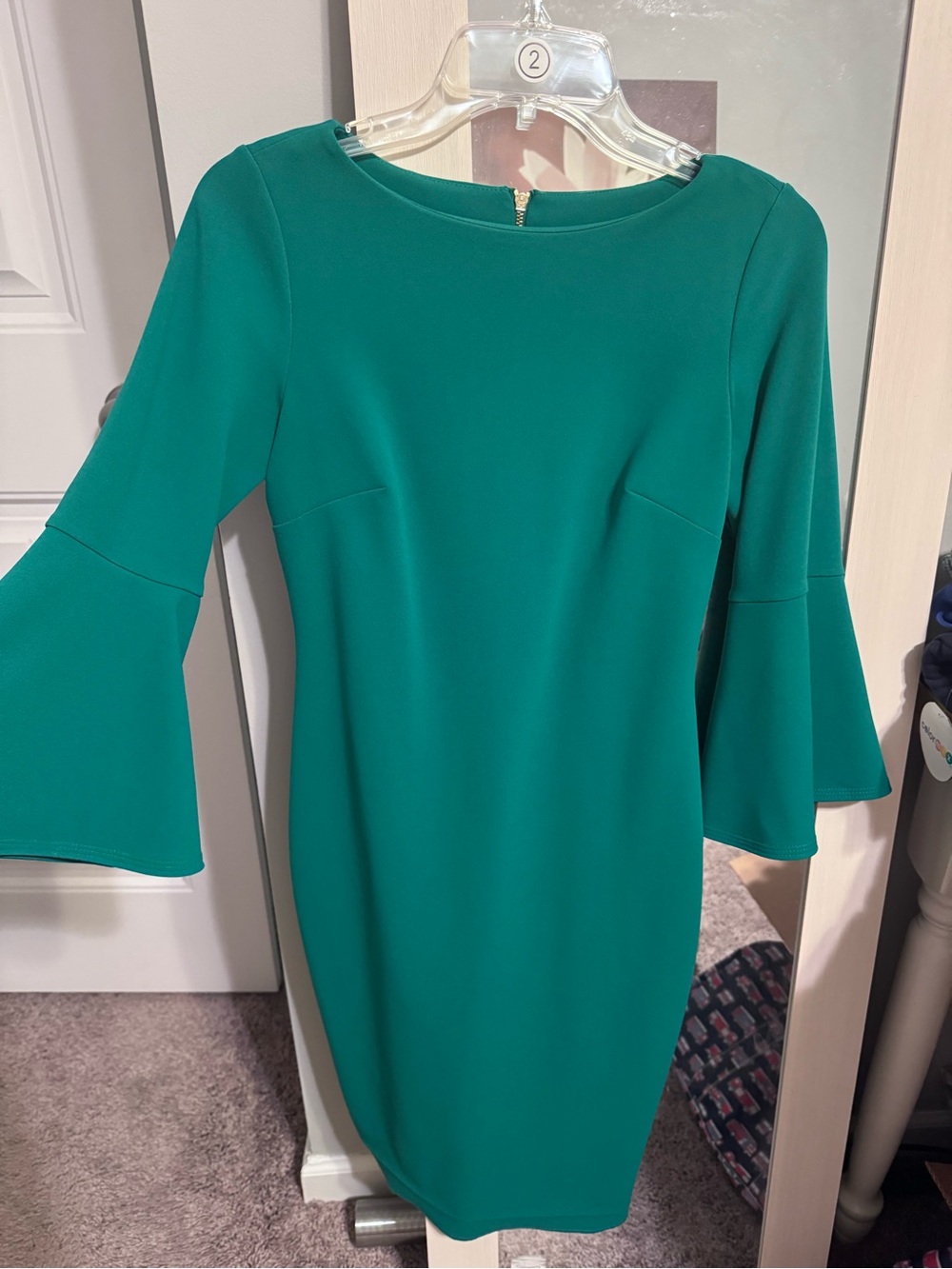 Calvin Klein Teal Bell-Sleeve Sheath Dress
